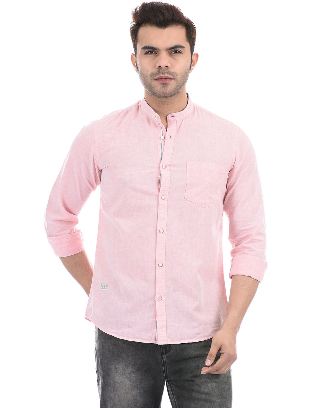 Pepe Jeans Men Casual Wear Pink Solid Shirt